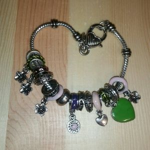 'RMN' Roman Co. Silver Tone, Charm Bead Bracelet